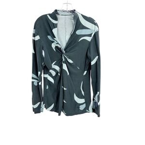Patagonia Long Sleeve Serenity top Women Twist Front Green Blue Floral Large